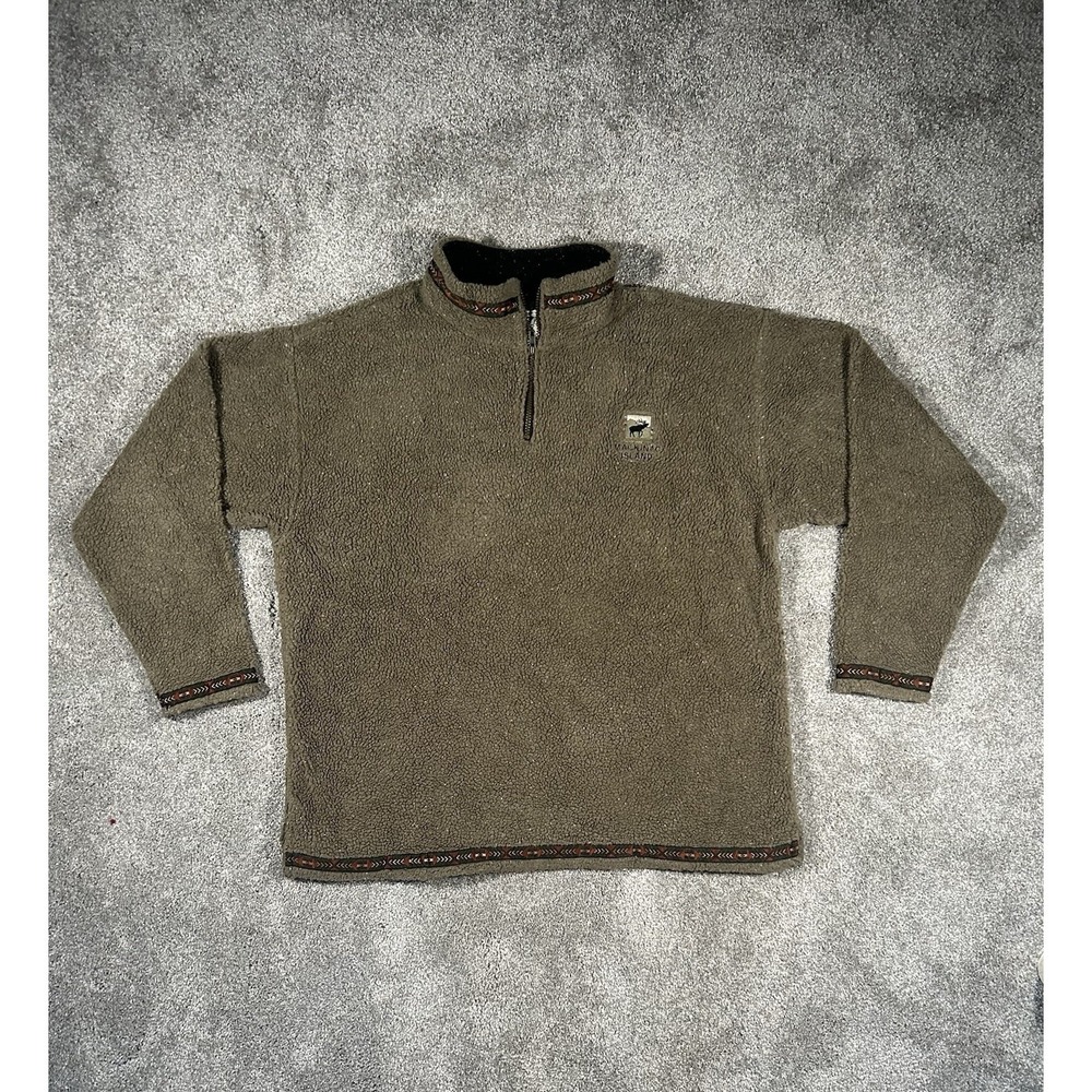 Vintage Arctic Image Mackinac Island Fleece Pullover Brown Quarter Zip Sherpa
